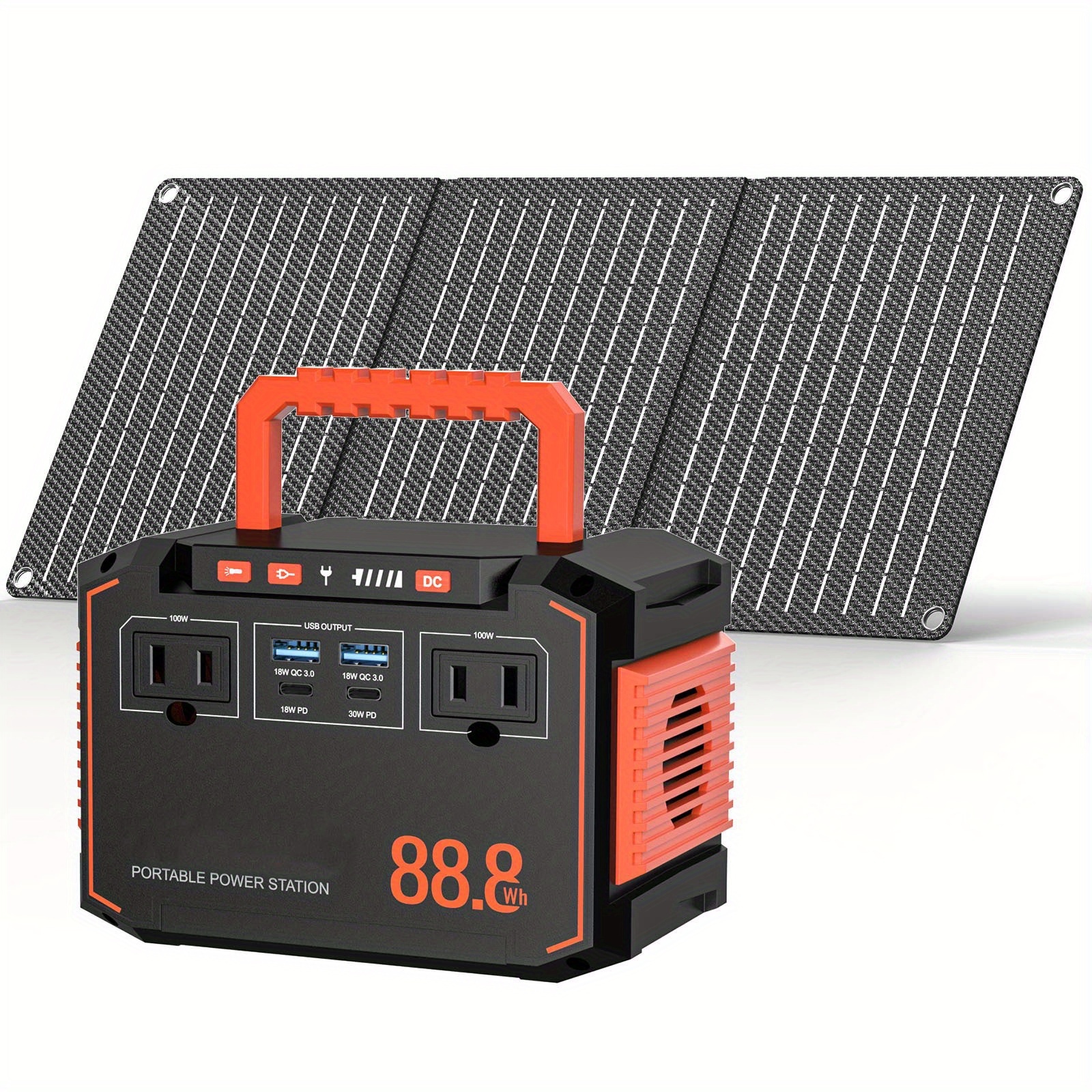 portable power station 100w 111wh with 30w solar panels with ac outlet 110v 3 usb a 2 usb c 2     solar generator for   emergency hurricaneth Product details 0