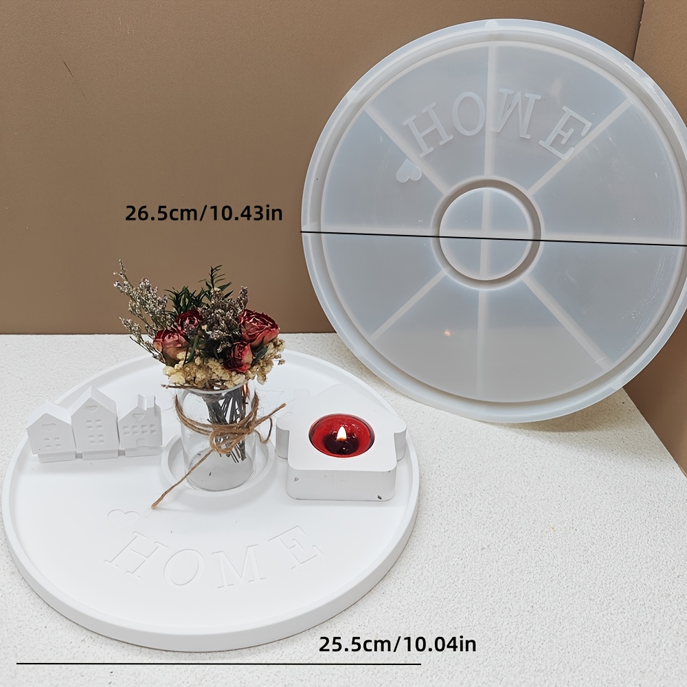 Round Tray Silicone Mold Decoration Candlestick Love Home Large Tray Candle Candlestick Mold Resin Plaster Mold Cement Mold Christmas Gift