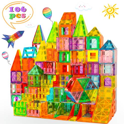 imagem do item 205/136/106/80 peças de peças magnéticas, brinquedos para crianças, peças de construção magnéticas transparentes, blocos 3D magnéticos, criatividade da imaginação, inspirador, , educacional , brinquedos educativos sensoriais STEM, presente de aniversário de para meninos Gi