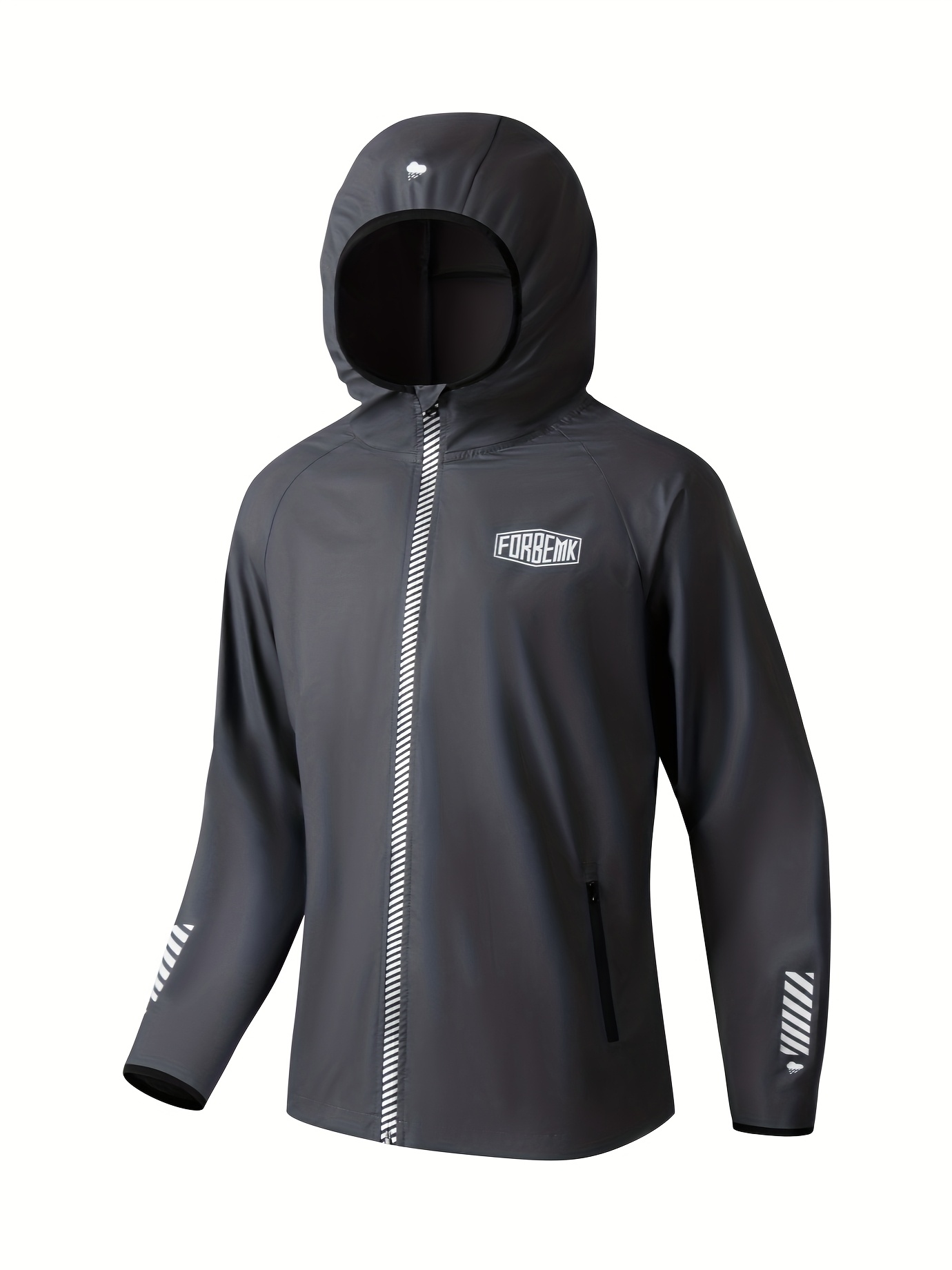 FORBEMK Men'S Hooded Zip-Up Outdoor Jacket for Hiking, Cycling, And Daily Wear