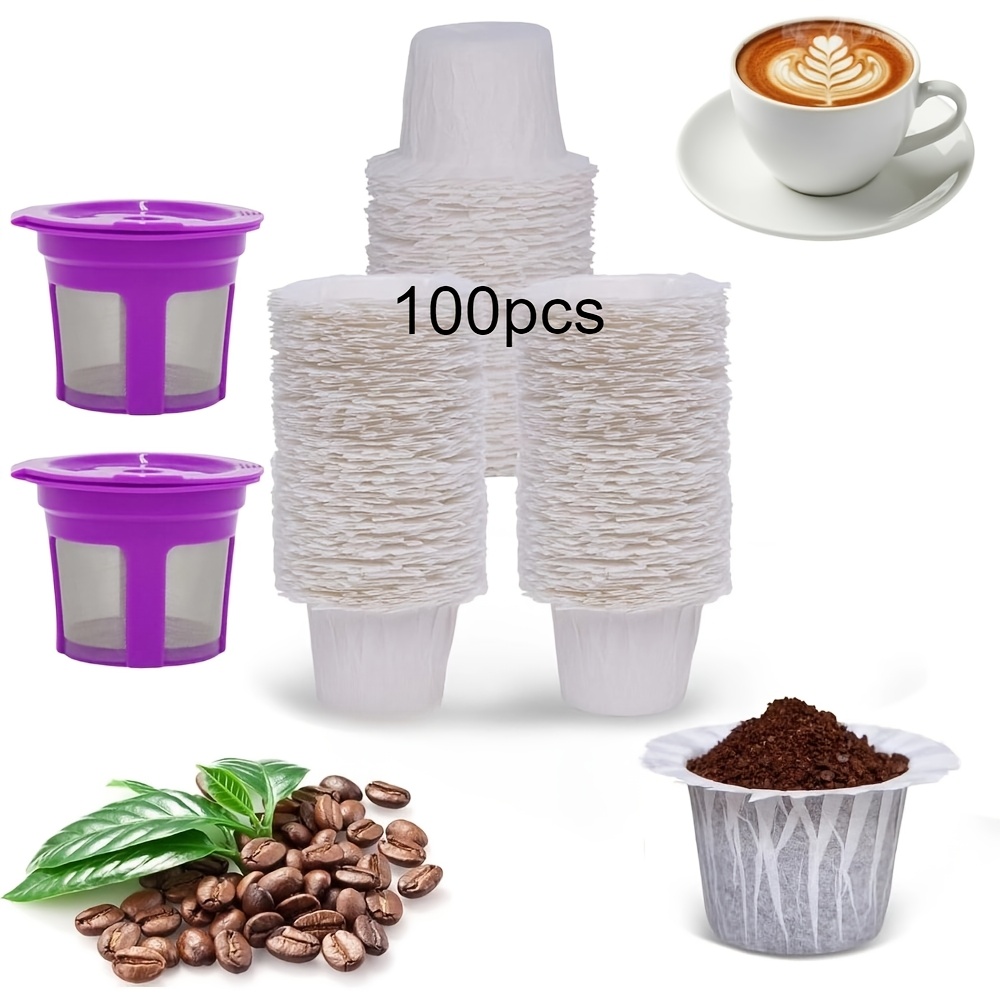 TEMU 100 Count Disposable Filters And 2 Pack Reusable K Cups Filters With 1 Coffee Scoop Reusable Coffee Pods Compatible With Single Serve Coffee