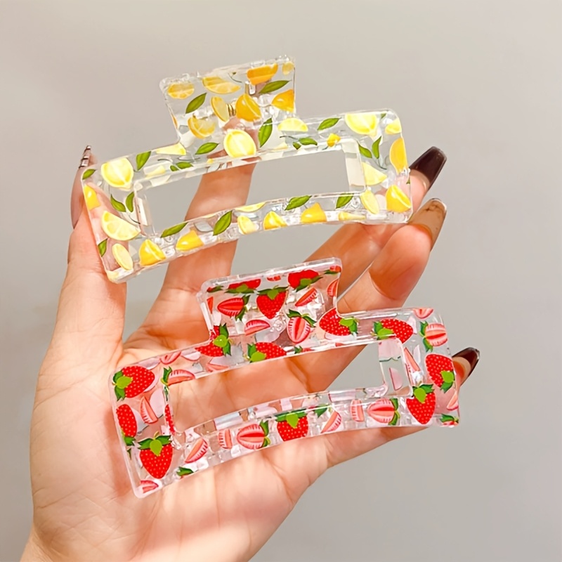 Fruit Claws Hair Clips Straw, Lemon, Cherry, Watermelon Summer Accessories Amazon.com: 8PK Mini Fruit Hair Claw Clips for Girls Cute  main image 4