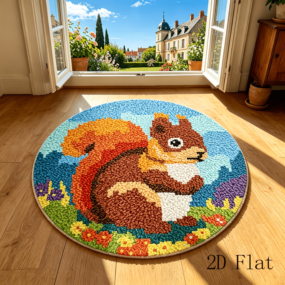 DIY Crochet Carpet Patchwork Kit with Squirrel & Dragonfly Patterns