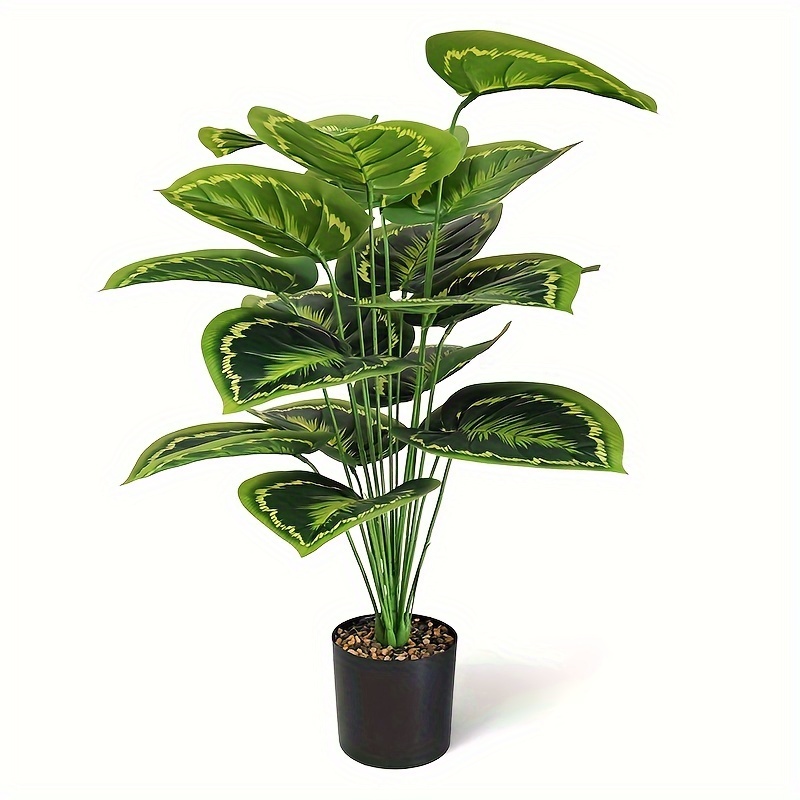 

18-head Yellow- Philodendron Artificial Plant For Home Decor - Suitable For Christmas, Hanukkah, Thanksgiving, And More - Floor Placement - No Container Included