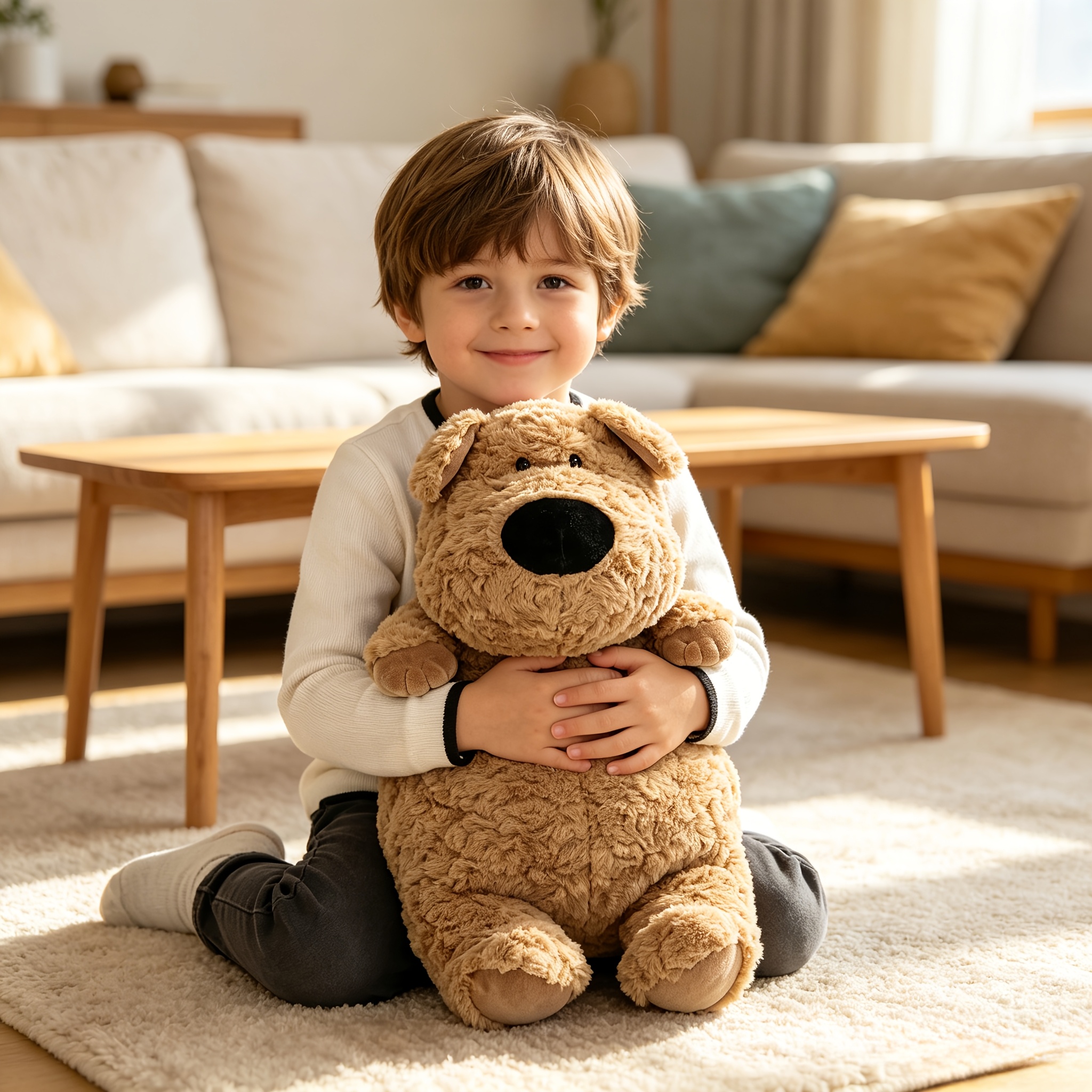 Kawaii Chubby Fluffy Brown Dog Plush Doll