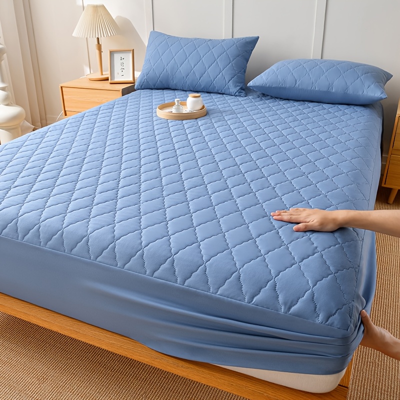 TEMU 1 Luxury Soft Comfortable Waterproof Mattress Protector - Layered Fitted Sheet, Solid Color Bedding Full Cover Mattress Protector - Bedrooms And