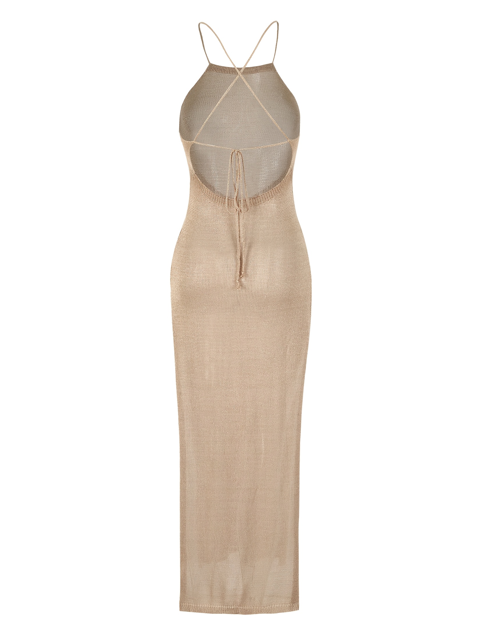 hollow knitted backless crisscross strap tie split - Temu