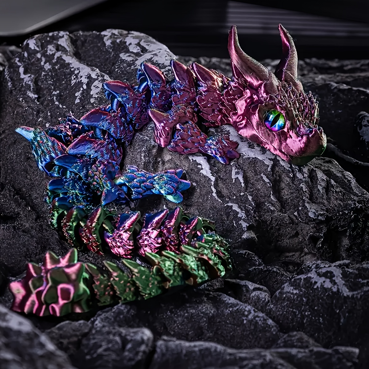 age 14 1pc 3d printed double horned dragon - Temu