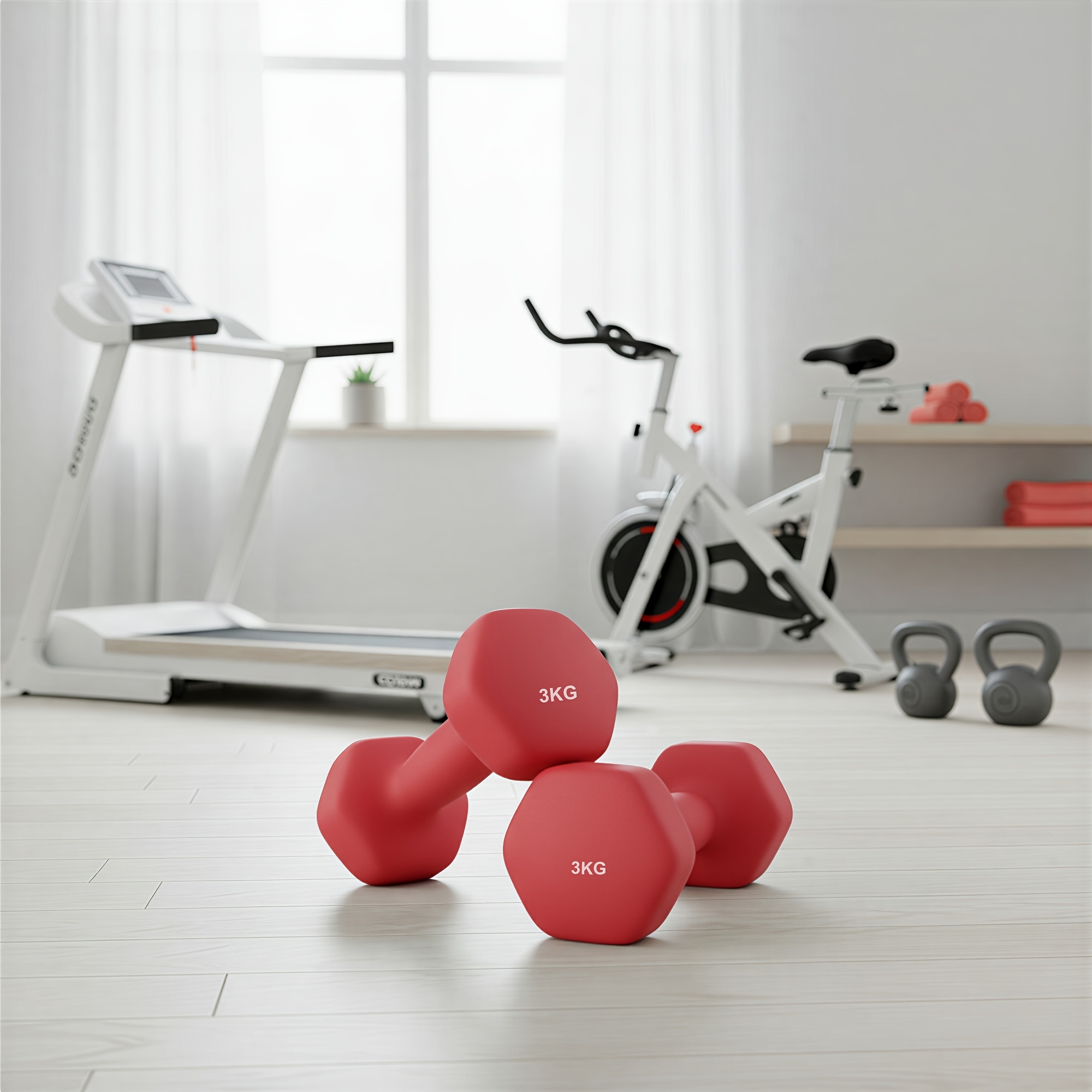 TEMU Set Of 2 Neoprene Hex Dumbbells, 2 X 3kg, With Dumbbells Bars