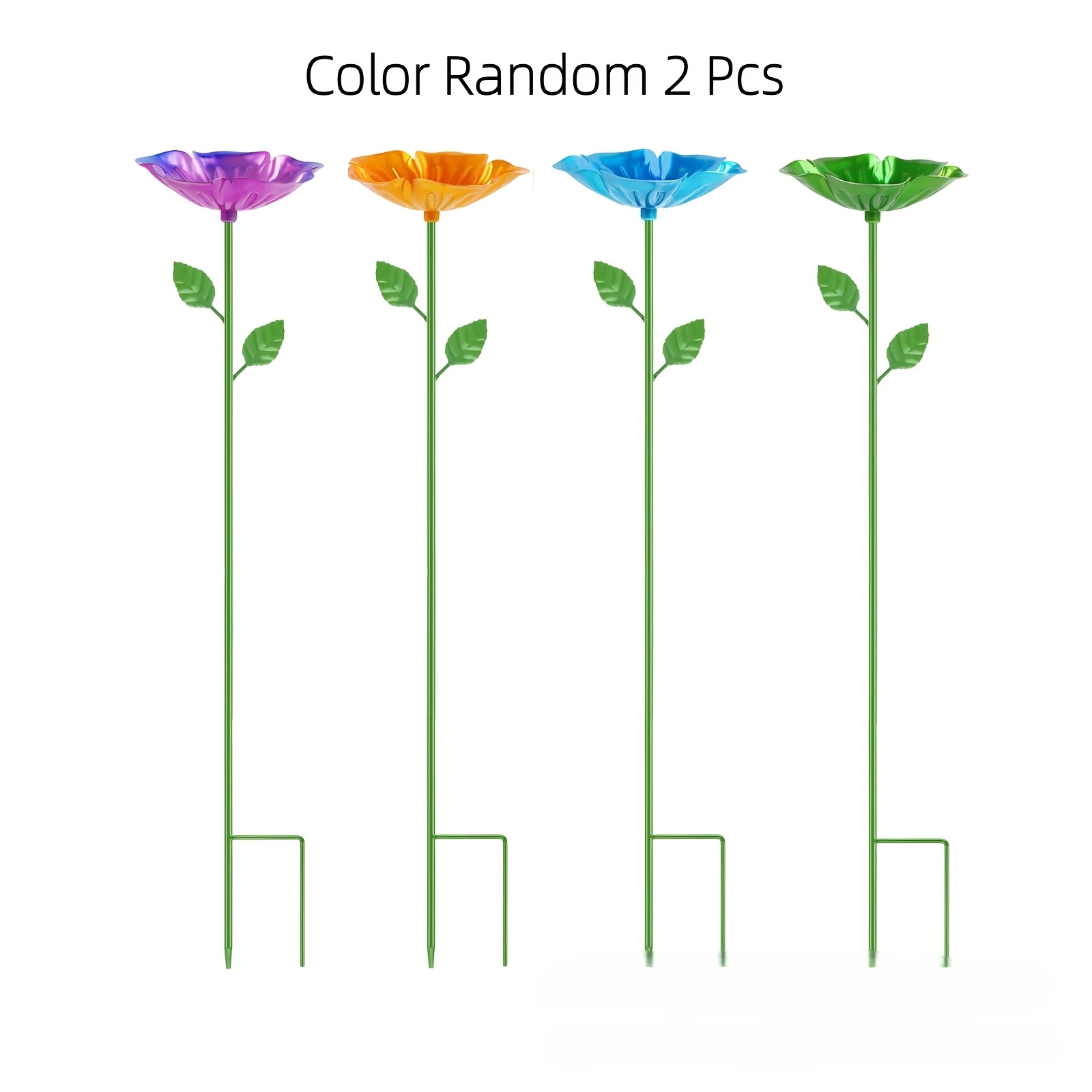 Image of 2pcs Metal Flower Stake Water Feeder For Bees Butterflies Garden Yard Outdoor Decor, Random Color