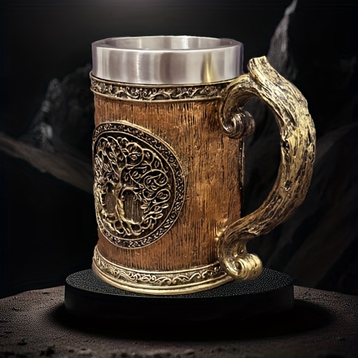 european medieval mythology   beer   600ml stainless steel mug with tree of   handcrafted vintage   for ale beverages recyclable non slip multipurpose ideal for christmas halloween gifts details 2