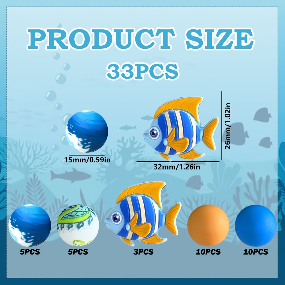 TEMU 33pcs Silicone Beads - Marine Animal Silicone Bead Assortment, Small Fish Silicone Beads, For Jewelry Making, Crafts, Bead Stringing, Beads For