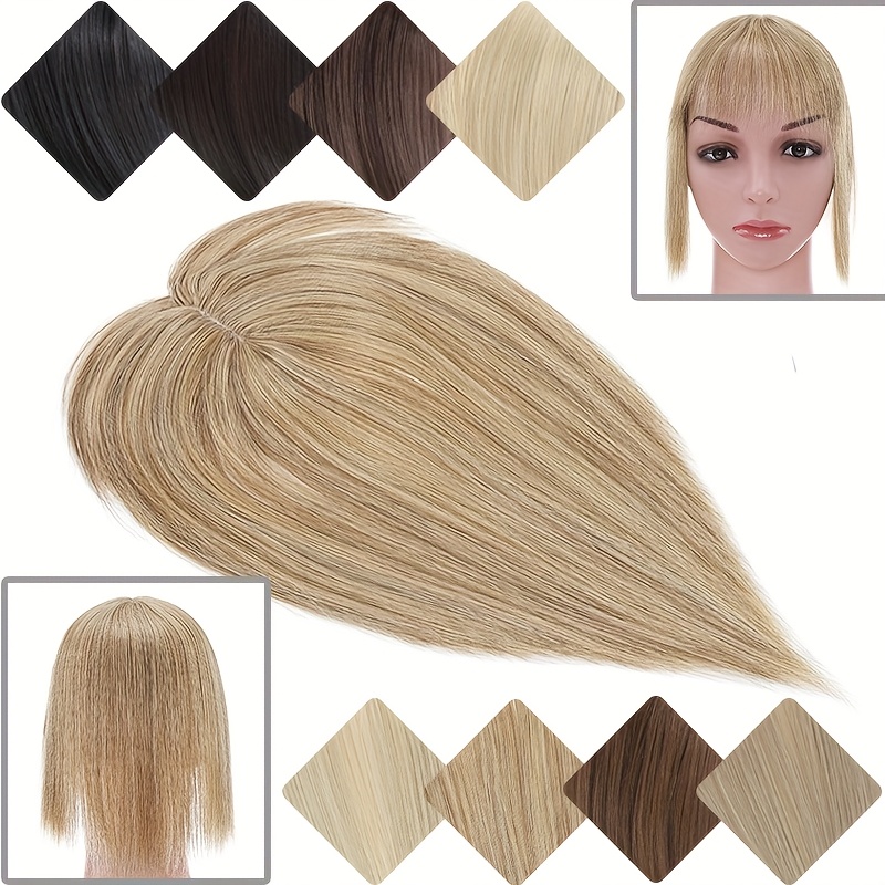 10inch 25cm hair toppers natural straight hairpiece with bangs for women 100 soft toupee hair 2 clips   clip   synthetic hair extensions hair pieces for thinning hair wiglets upgrade lace base topper festival cosplay   use details 7