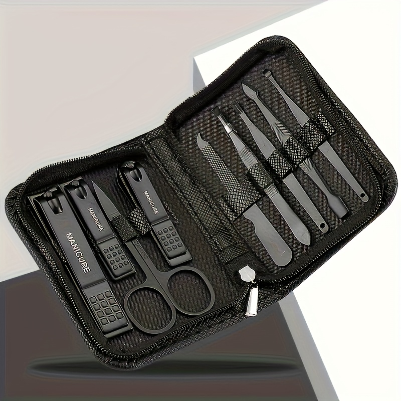 9pcs luxury nail clipper and manicure set   box stainless steel cuticle pliers hand and   care tools