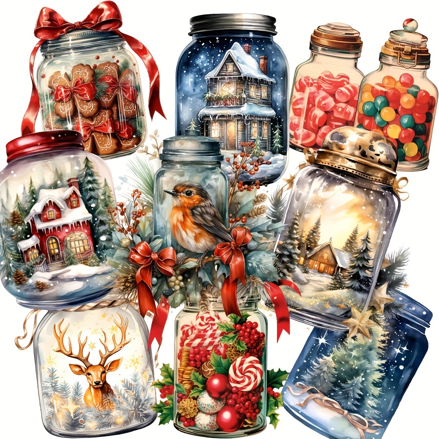 

[ ] 90pcs-99pcs Christmas Stickers , Jar, Snownight Pot, , Pinenut, Redberry, , Suitable For , Theme, Scrapbooking, Junkjournal, Stickers, Album Decor, , Adventrue Decor