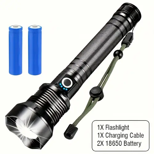 1 2pcs rechargeable led flashlight p90 3 lighting adjustable beam focus usb charging handheld flashlight suitable for outdoor camping hiking emergency fishing and night safety use powerful emergency light