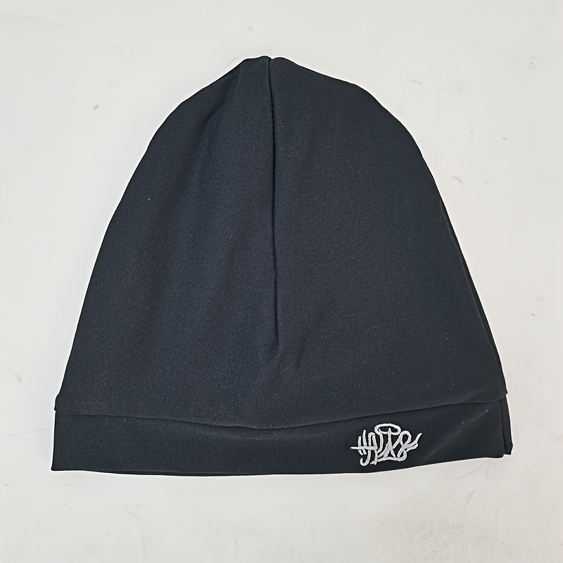 E-shop Bestickte Kappe ohne Schirm mit elastischem, leichtem Stickmuster - Schwarz | Verstellbarer Verschluss, für Streetwear, Hip-Hop,