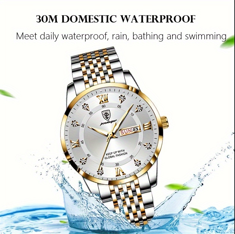   fashion chronograph mens wristwatch waterproof luminous business quartz sports watches details 12