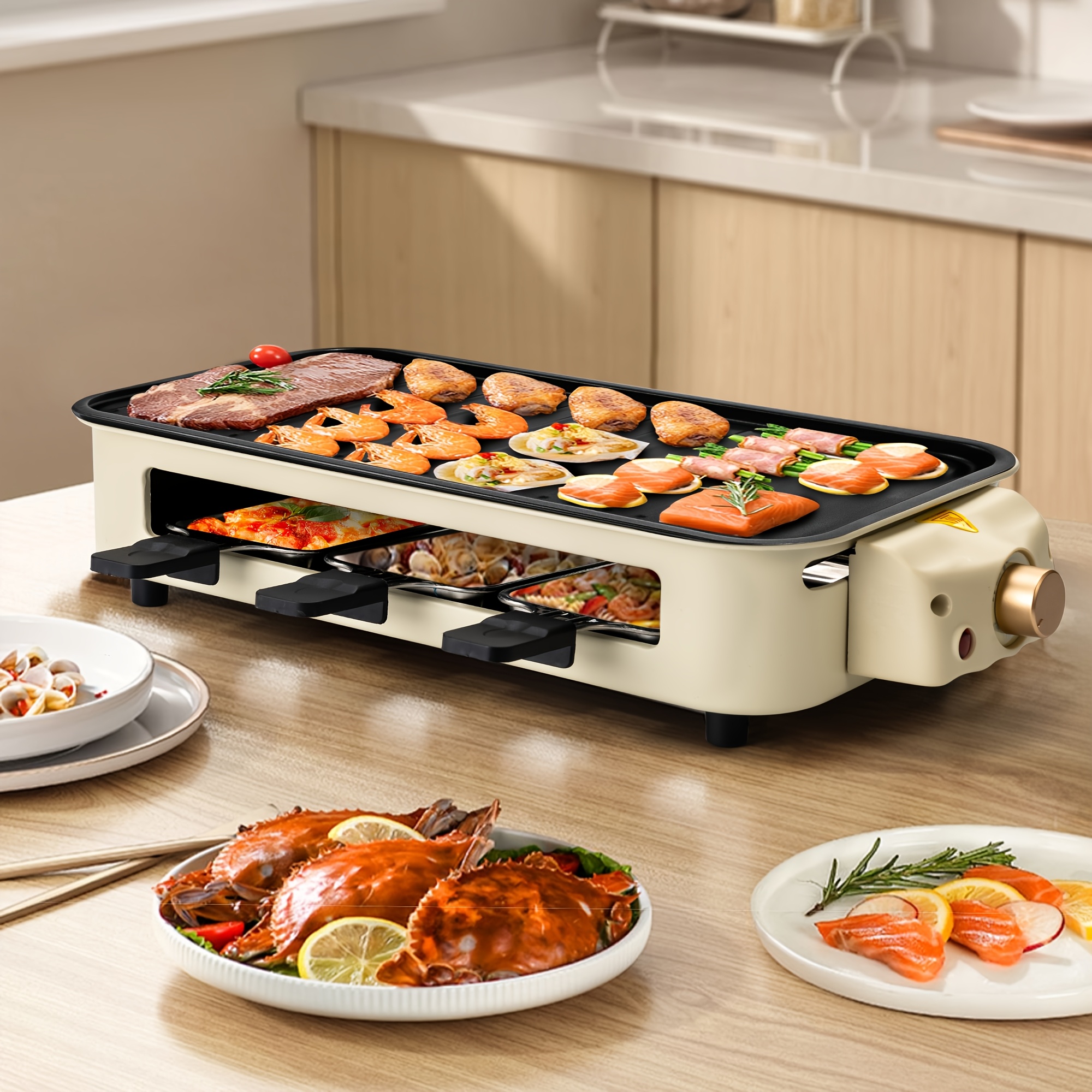 smokeless electric grill indoor grill with removable non stick plate indoor grill kitchen must haves 1800w portable bbq grill electric griddle   items dishwasher safe hot pot   gift ideas perfect gift for christmas