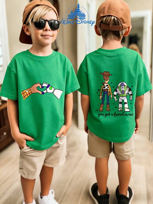 1pc boys girls t shirt short sleeve tee stretchy breathable top with double sided cartoon print suitable for outdoor play for boys and girls