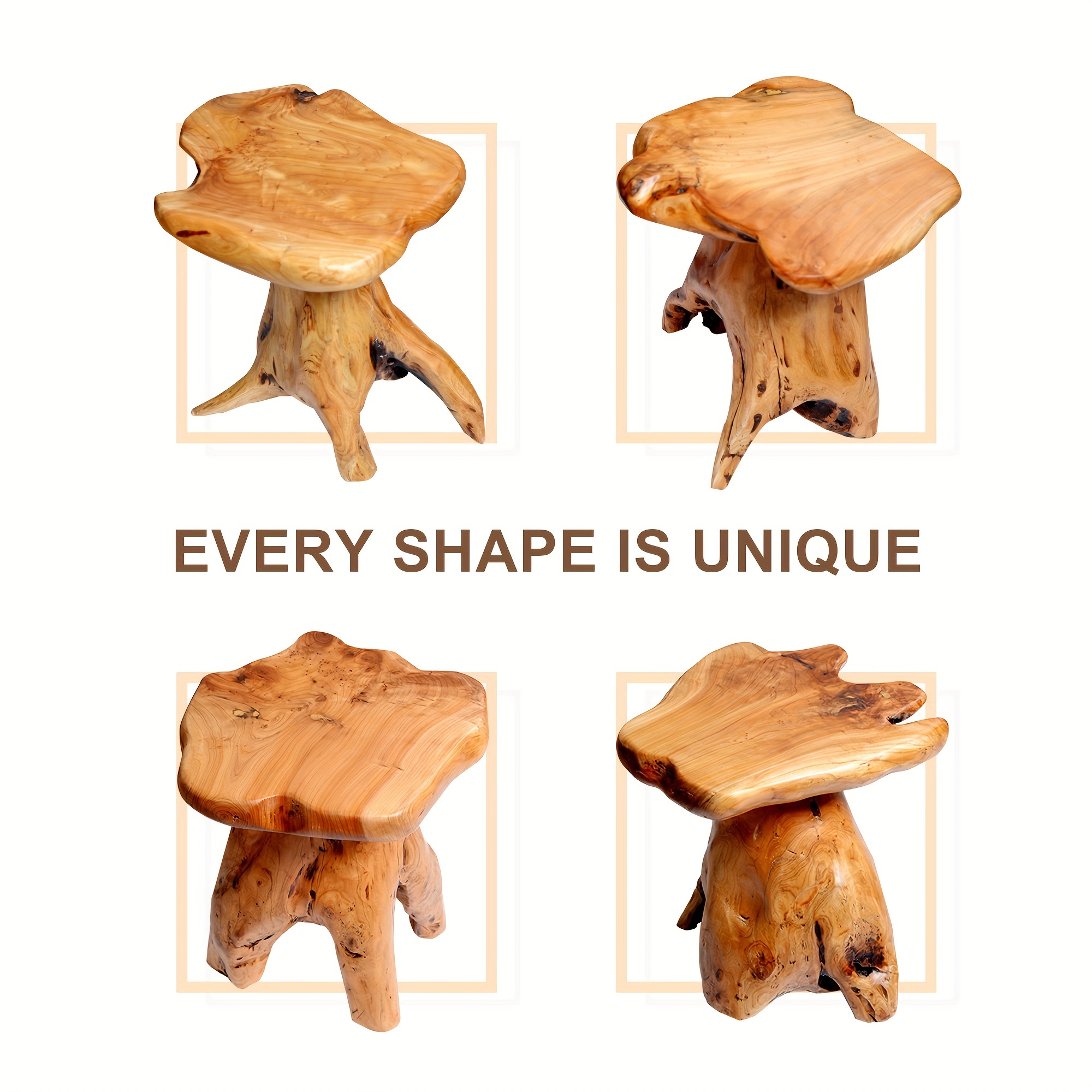 1pc Natural Edge Solid Fir Wood Stool - Rustic Tree Stump Design Indoor/Outdoor Side Table, 280lb Weight Capacity, High Quality Easy-Clean Surface, Versatile for Home, Restaurant, Patio, Living Room Decor, Indoor Outdoor Furniture | Natural Aesthetic | Durable Construction, Solid Wood Furniture