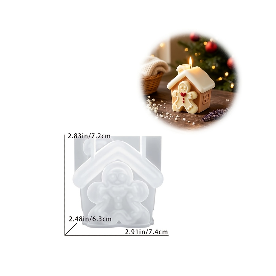 TEMU Moule en à soi- pour la vente de bonshommes en pain d'épices de Noël pour ornements de chalet, adapté pour des bougies en plâtre compte-, des