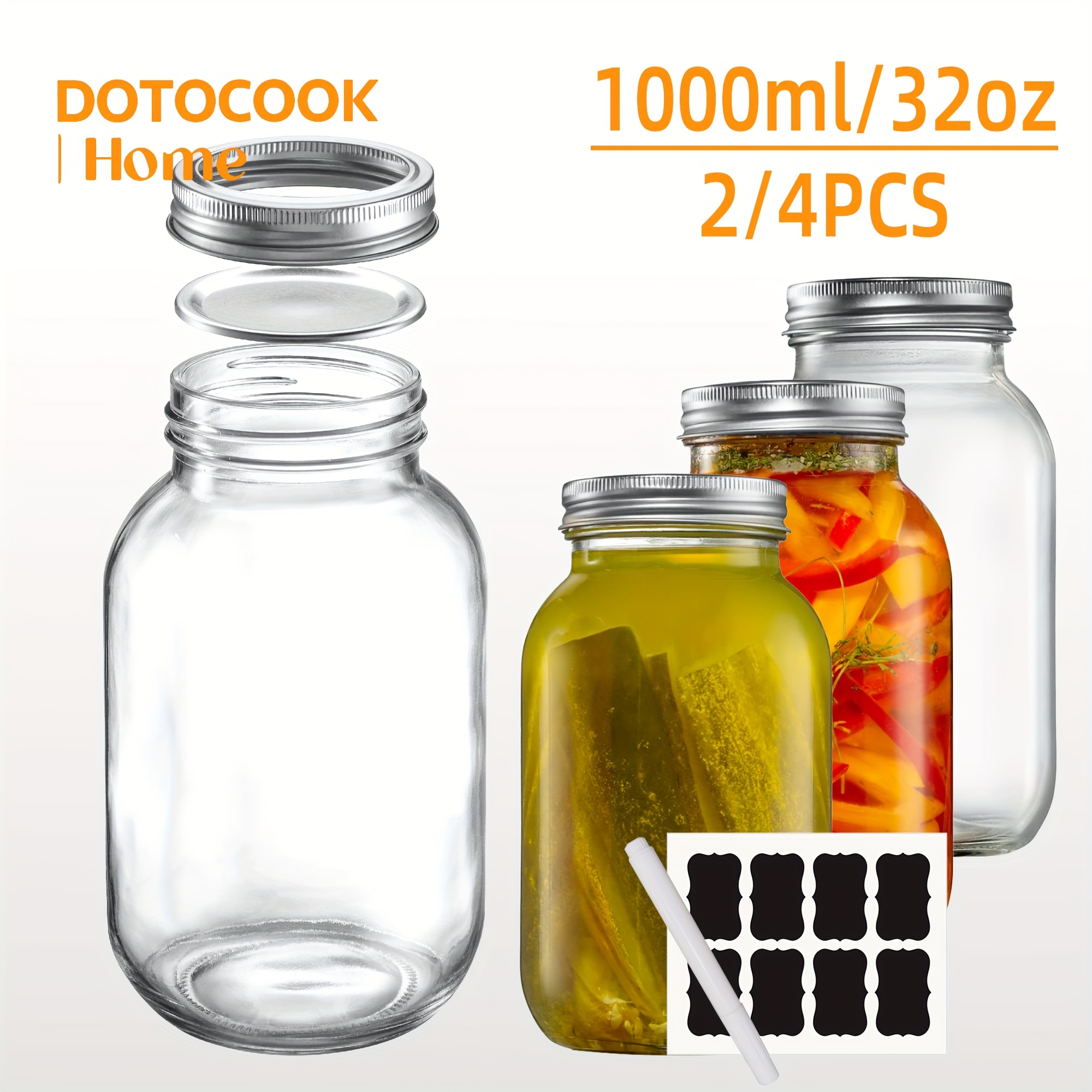 Bocal Fermentation En Verre Transparent Avec Couvercle étanche - Pour Légumes, Kimchi, Choucroute - Conservation Alimentaire - 7