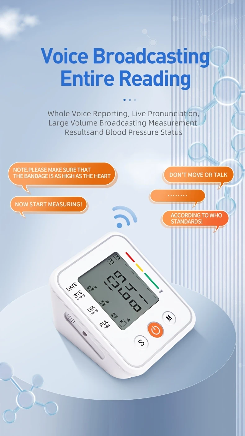 b01 arm type blood pressure meter fully meter display simple operation cuffs adjusted suitable for family high and low blood pressure arrhythmia test elderly health guards details 3