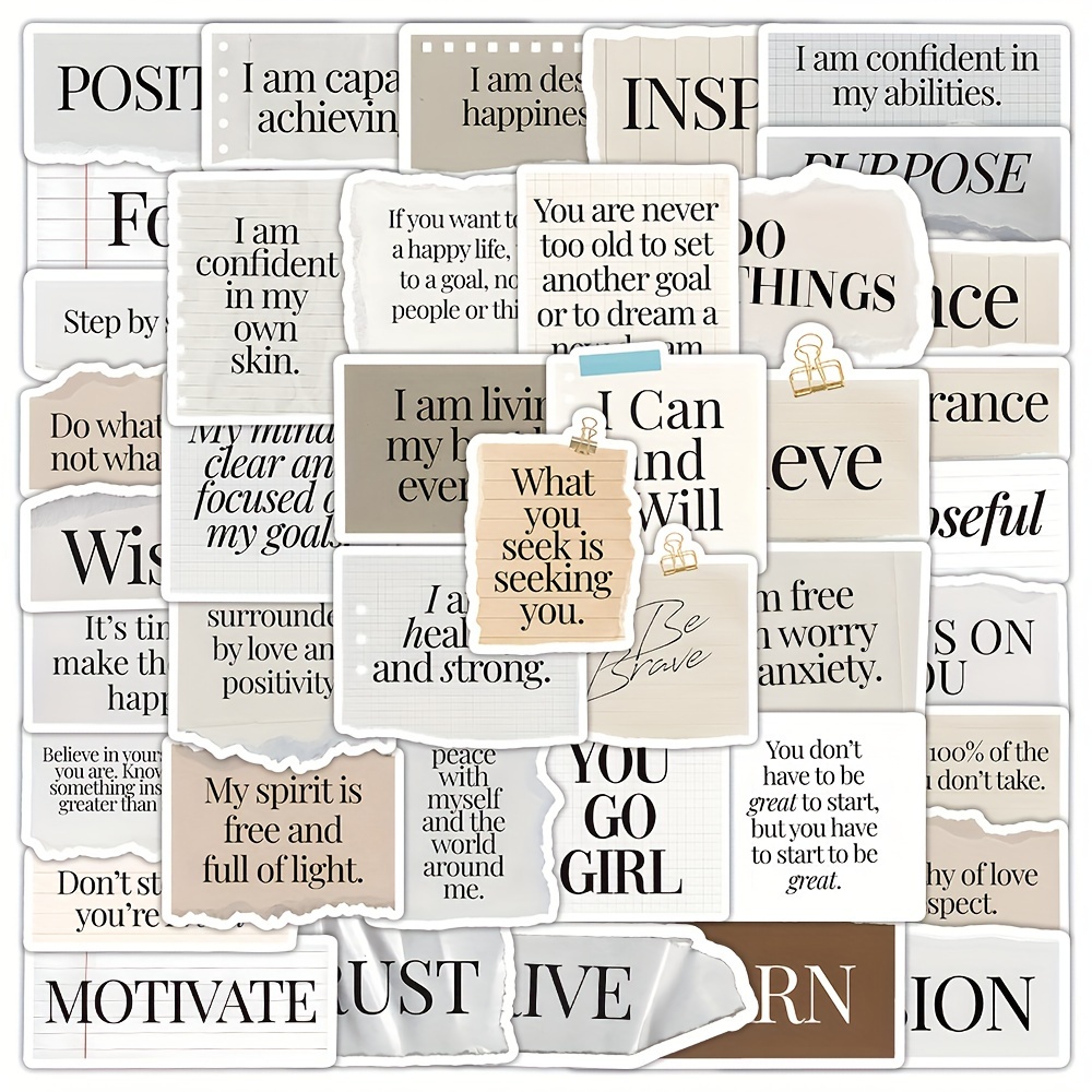 Image of 80pcs Of Motivational Quotes Series Stickers For Suitcases, Phone Cases, Laptops, Helmets, Skateboards, Decorative Stickers