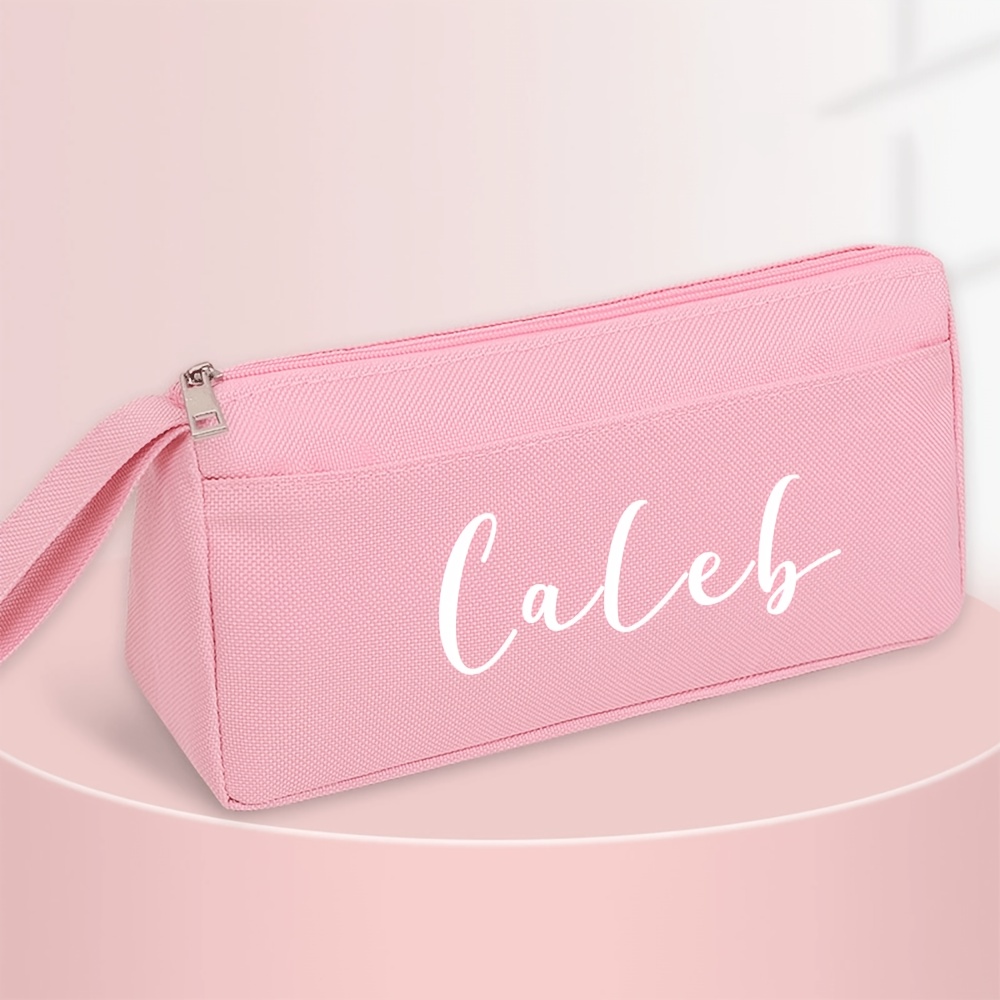TEMU 1pc Customized Name Canvas Large Capacity Pencil Case, Customizable Name, A Unique Stationery , Suitable For Daily Class Stationery Storage,