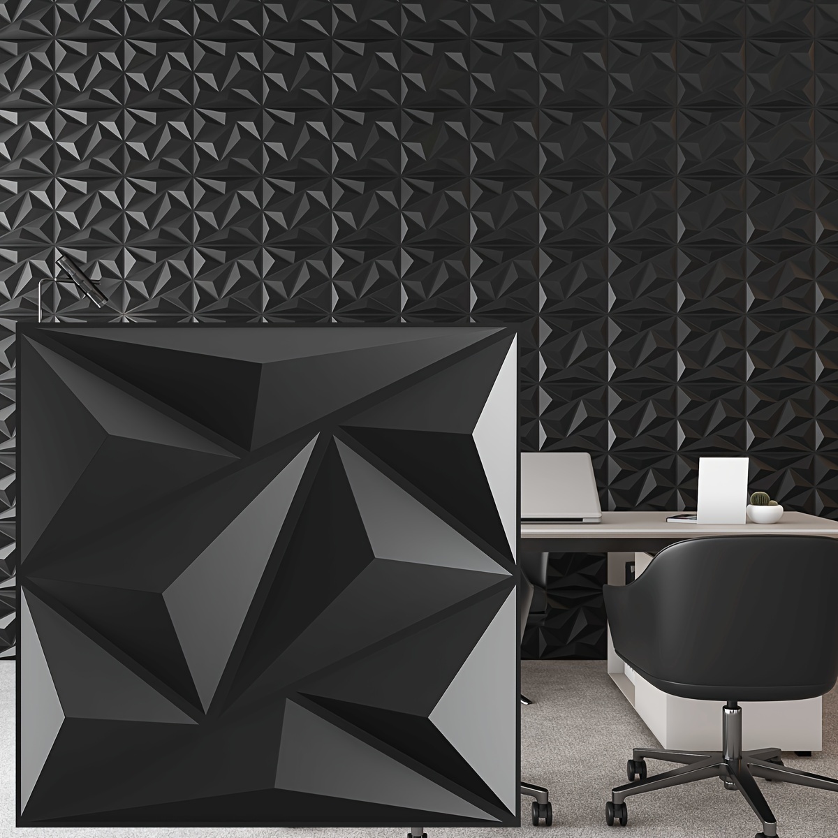 

30pcs Set 3d Diamond Pattern Wall Panels For Kitchen, Office, Living Room, Bedroom Decor - Pvc Tiles For Stylish