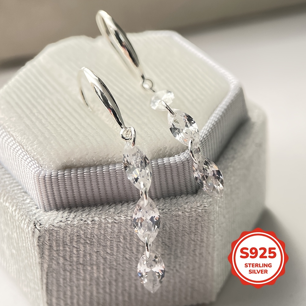 925 Silver Ear Hooks with Zirconia Tassels