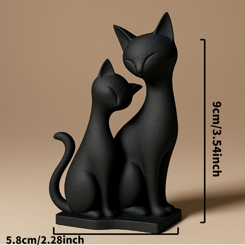 Image of 2 Cute Cat Statue Ornaments, Matching, High-end Texture, Suitable For Home, Office Desk Decoration, Home Statue Ornaments, Party Gifts, Festival Gifts