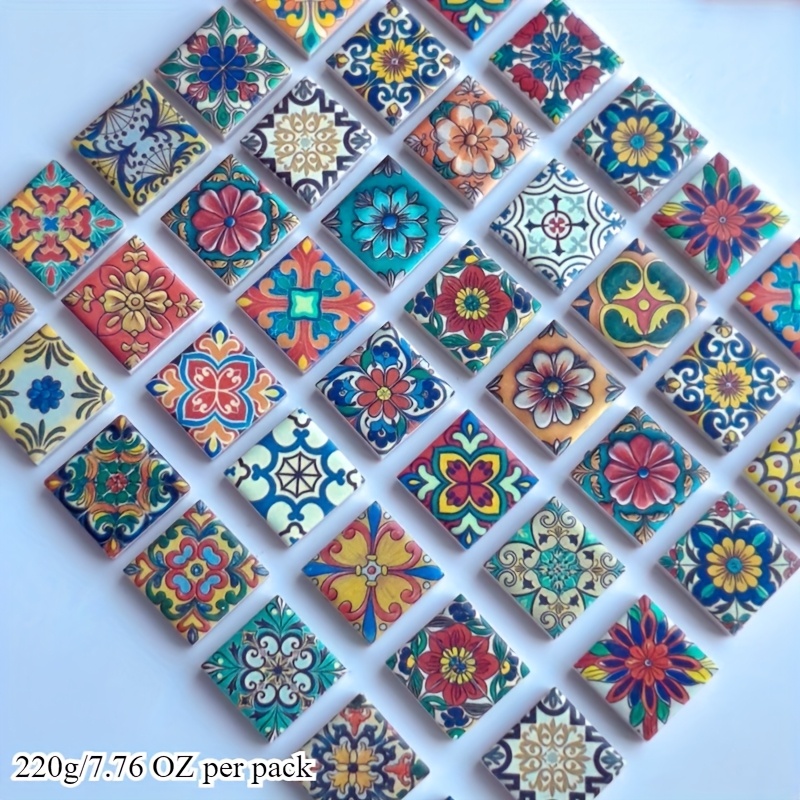 E-shop 220G/7.76 OZ pro Packung Schmelzbares Glas Mandala Blumenmuster Deko Blatt, Handgefertigte Dekoration Gut, Geeignet für Projekte, Wohnzimmer,