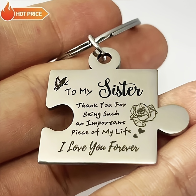 

1pc Steel Keychain For Sister - Engraved "to My Sister" - Non-woven