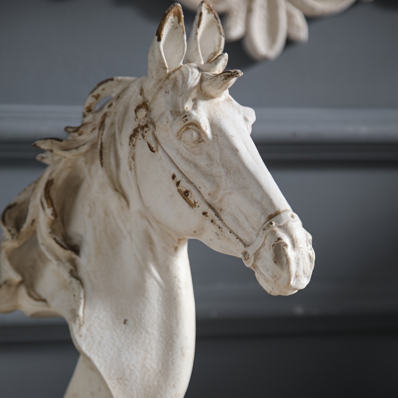 Metallic Horse Head Decoration - Modern Nordic Minimalist Decor with Beige/White/, Indoor/Outdoor Tabletop, Shelf, Mantel, Desk Decor - No Wiring Needed, Easy-Clean Surface for Living Room, Office, Entryway - Elegant Home & Office Accent Piece, Shelf Display, Contemporary Design, Highquality Finish, Statement Art, Interior Designers