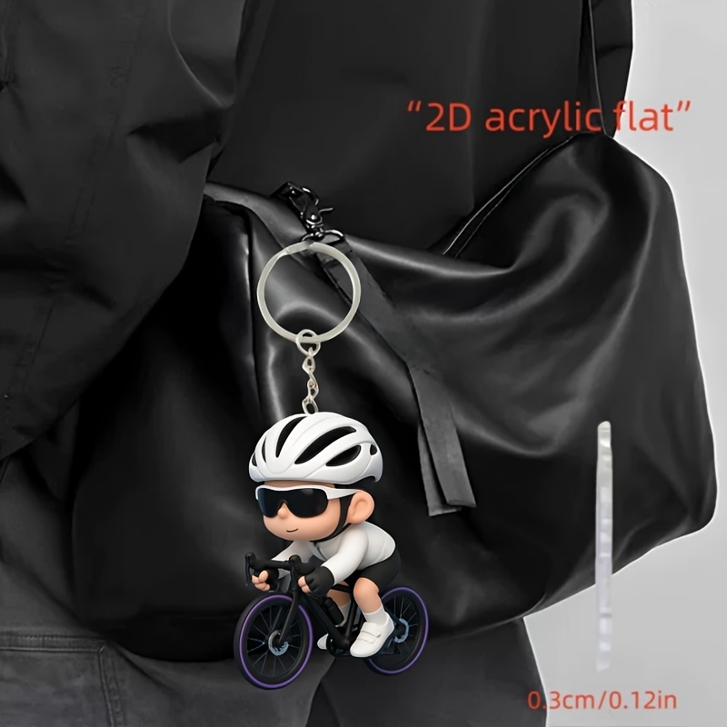 2d Flat, 2d Flat Acrylic Material Men's Cycling Keychain, Bag Charm Pendant, A Fun Gift For Family Or Son, A Gift For A Cycling Friend Or Boyfriend, Double-sided Laminated, 2d Flat