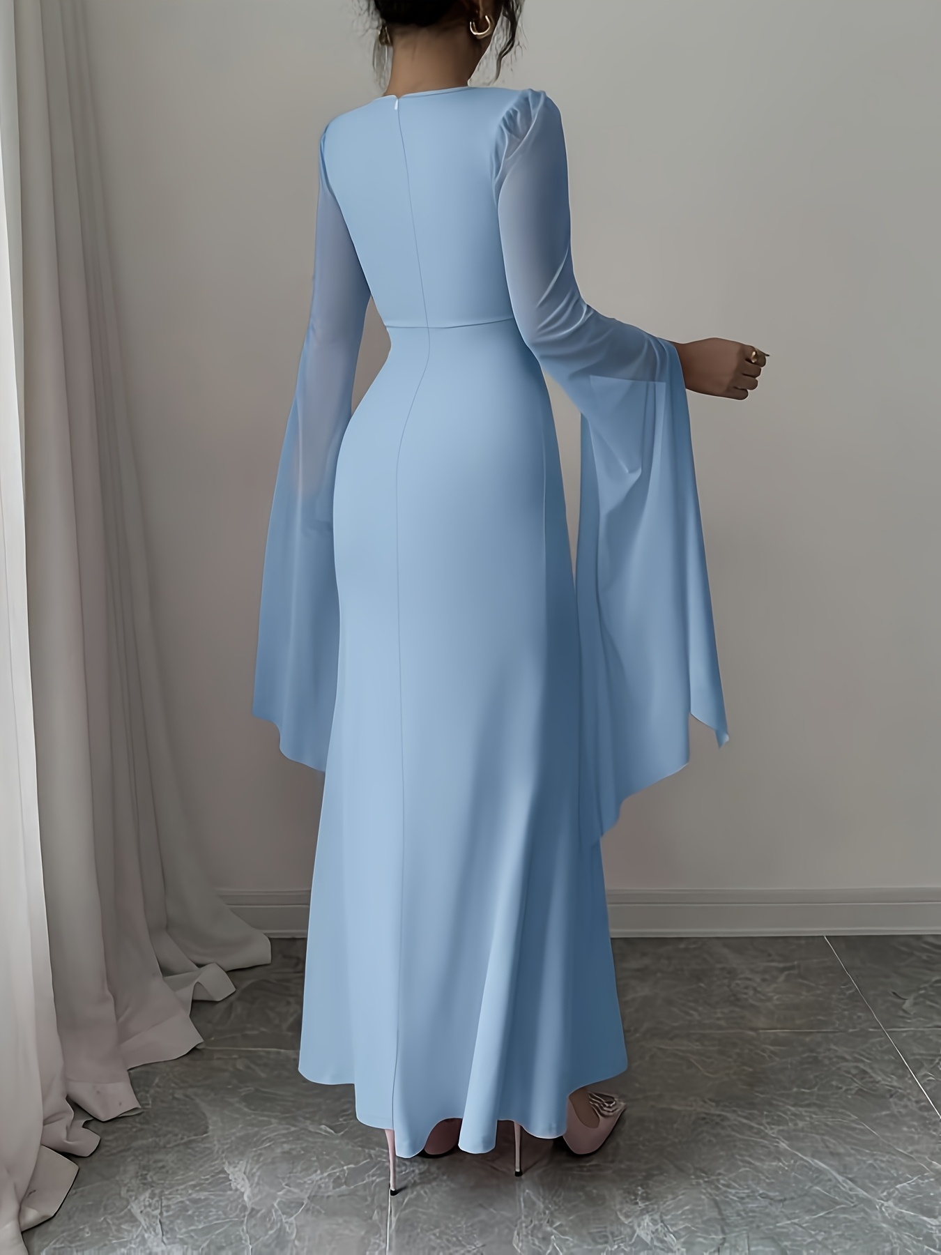 knitted dresses long p GOLD PATTERN KNIT DRESS WITH PLUNGING NECKLINE