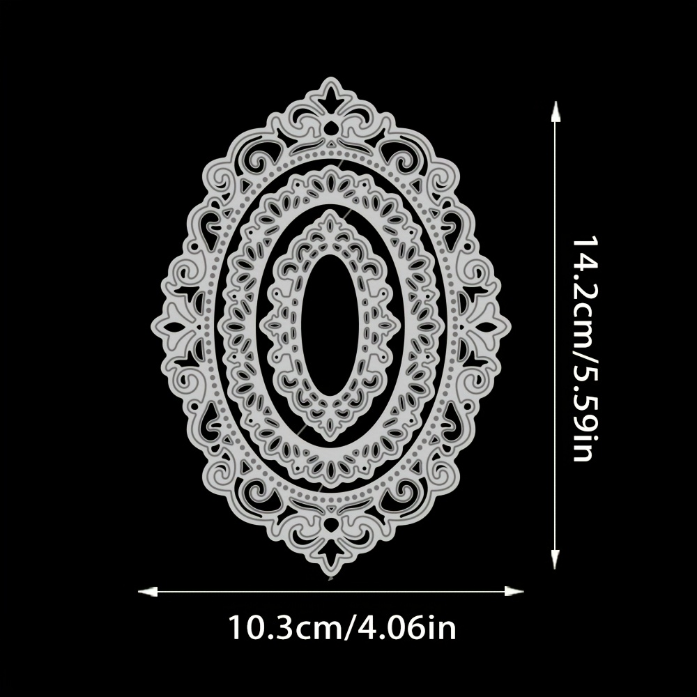 Image of Elegant Oval Lace Cutting Dies For Card Making, Scrapbooking, And Gift Decor – Intricate Metal Embossing Templates With Floral Patterns, Birthday, Holiday, And Special Occasion Cards