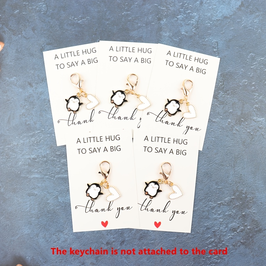 TEMU Set di portachiavi 2D, 2D con 5 simpatici pinguini e ciondolo a forma di con , biglietti d', regali di gratitudine, set di portachiavi , regali