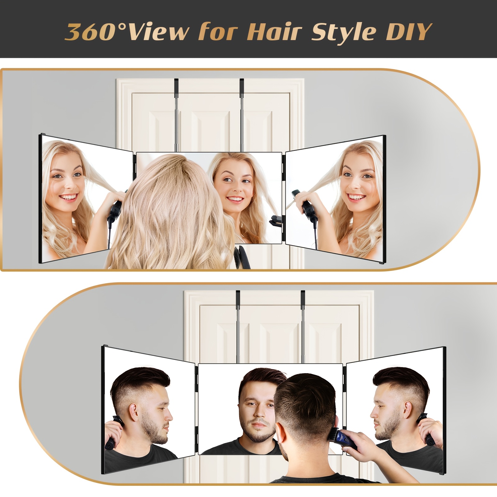 Foldable 3-Panel Vanity Mirror with Suction Cups