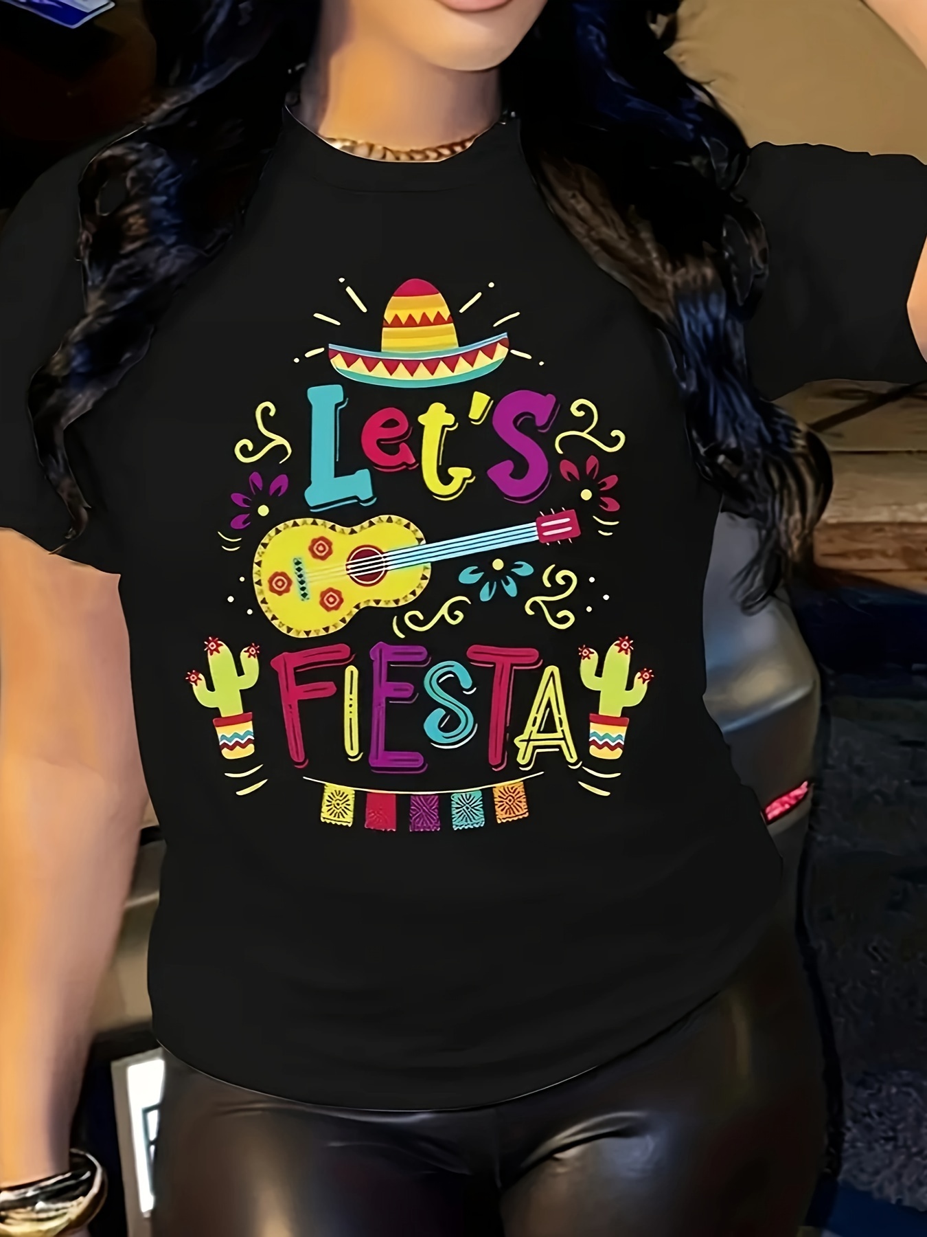 Fiesta Camiseta Impresion Top Cuello Manga Temu Dominican Republic