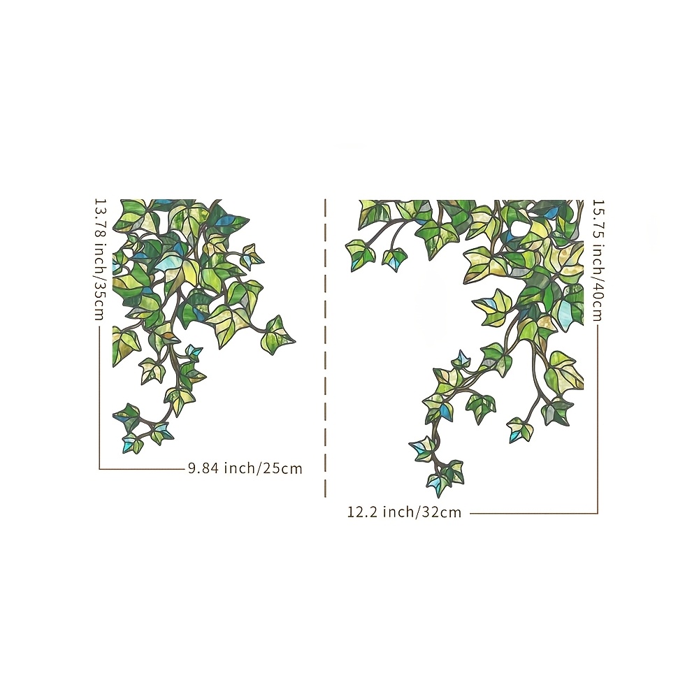 TEMU Static Cling Ivy Window Film Suitable For Bathroom Mirrors, Reusable Pet Sticker With Evergreen Leaf - Glue-free Panels For Glass Doors, Balcony