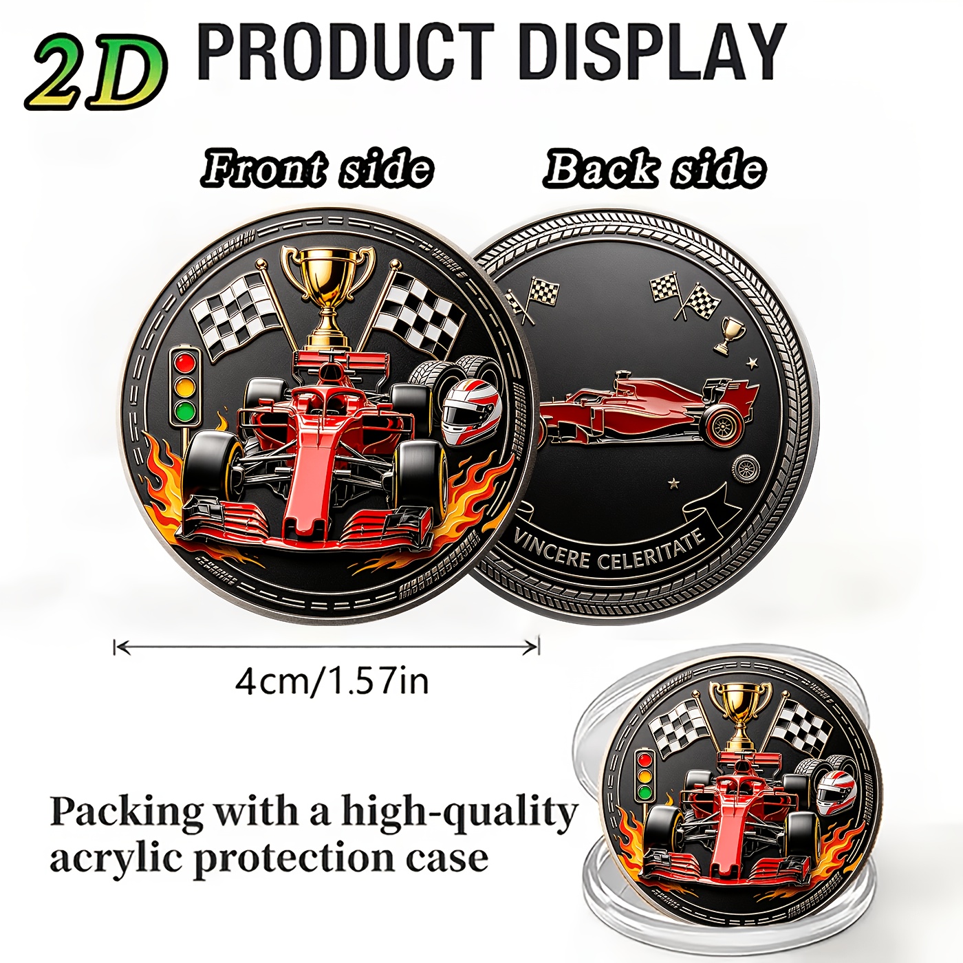 TEMU Replica Coin 1pc 2d "speed To Victory" Double-sided Racing Commemorative Coin, A Gift For Racing Fans. The Silvery And Effect Radiates Passion,