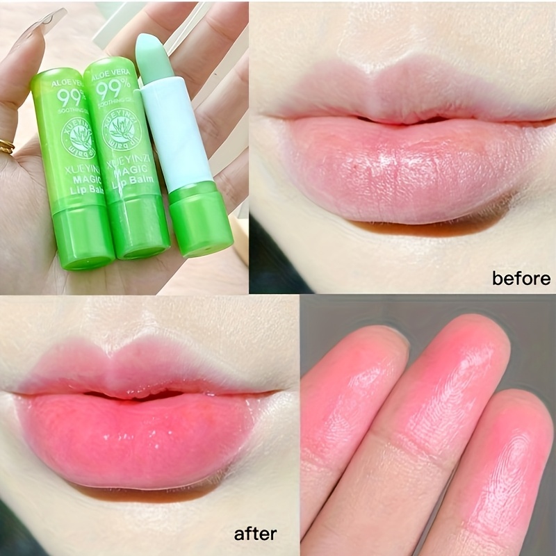 Aloe Vera Gel Color-Changing Lip Balm, Moisturizing and Hydrating *