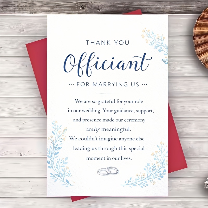 TEMU 1 Envelope And 1 Greeting Card Wedding Officiant Thank You Card Elegant For Appreciation Perfect For Ceremony Gratitude Gifting Couples Greeting