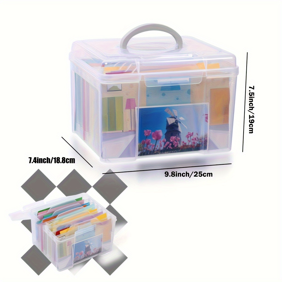 Mikihat Caja de Almacenamiento, Largo Cajas para Fotos, Organizador de  Fotos Plastico, Pequeñas Transparente con Tapa y 6 Cajas, Protección de