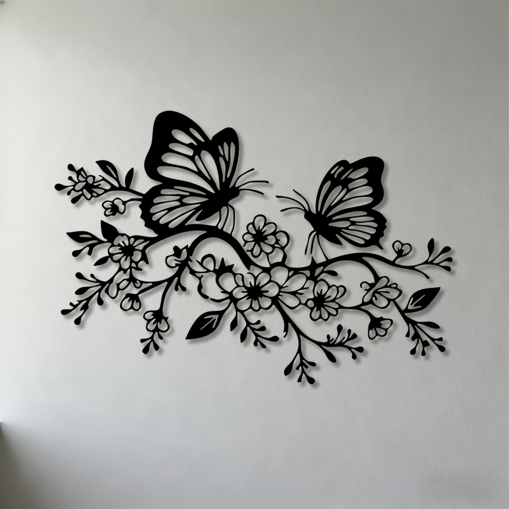 TEMU 2d Flat 1pc, 2d Wall Art, Acrylic Sculpture With And Floral Branches, Perfect For Decorating Living Room, Bedroom, And Office