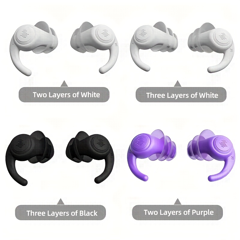 

Reusable Silicone Earplugs - Black, Multiple , Ideal For Sleep, Work, Study, Swimming,