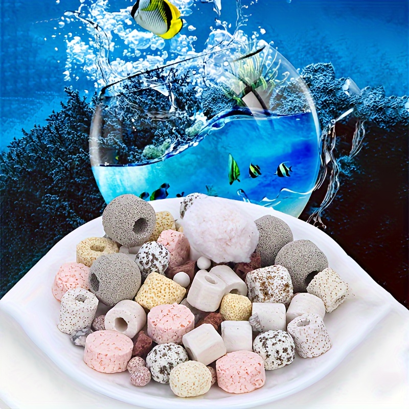 5-Color Nano Ball - Ceramic Ring & Sponge Aquarium Filter Media, Multi-Purpose Quartz Pebble for Fish Tank